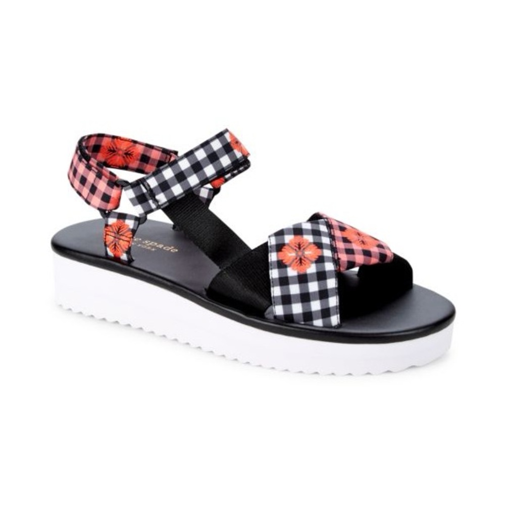 NWO BOX KATE SPADE NEW YORK Gingham 
Dotty Ankle-Strap Platform Sandals Sz US 8